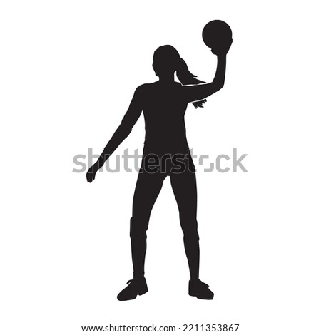Female beach volleyball player silhouette vector on white background