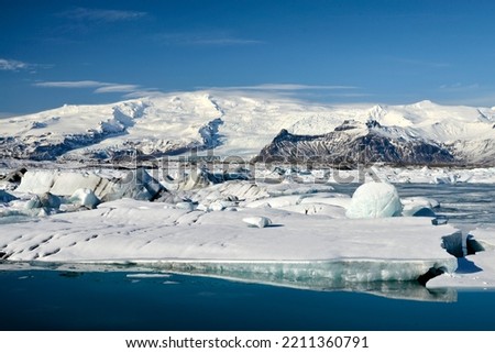 Cordillera Glacier, in the Darwin Range, Patagonia, Chile, South America. Big block of ice