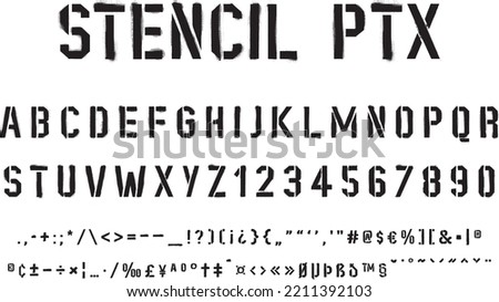 typeface font stencil graffiti typography lettering letters aerosol distressed Royalty-Free Stock Photo #2211392103