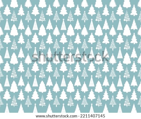 Winter seamless pattern christmas trees decorations, woods. vector and Icon in flat cartoon style. Surface design for textile, fabric, wallpaper, wrapping, gift wrap, paper, scrapbook and packaging.