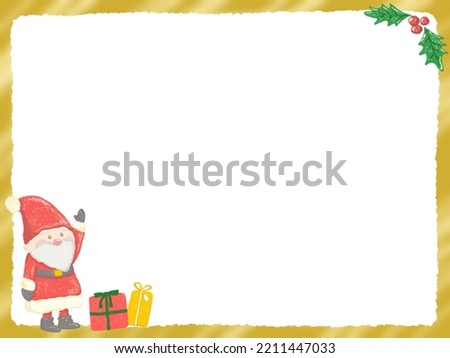 Christmas decoration frame dwarf santa claus cute hand drawn illustration