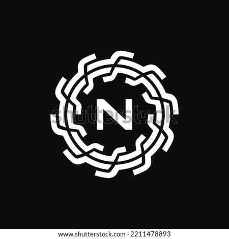 technical logo letter N. logo emblem circle straight, firm and rigid. suitable for engineering and related fields