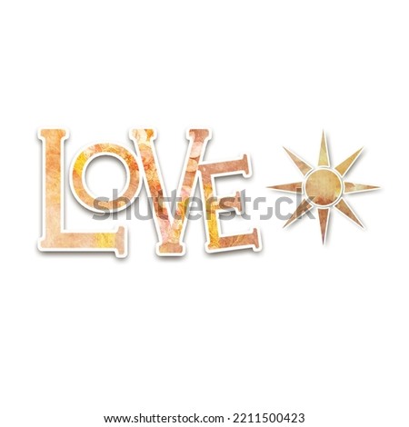 love lettering with sun for recurrence invitation postcard image print