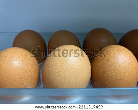 fresh chicken eggs in the refrigerator