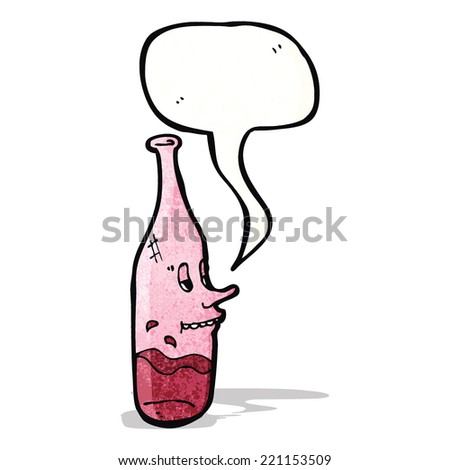 cartoon half empty wine bottle with face