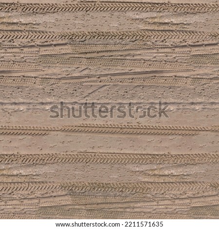 background aerial beach sand texture with car tire print