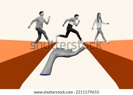 Exclusive magazine picture sketch image of arms supporting people achieving success isolated painting background