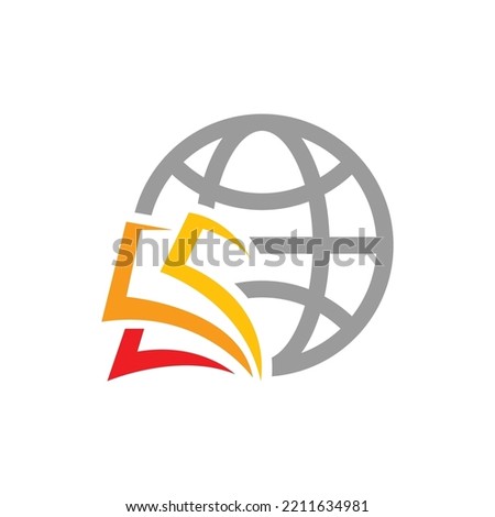 Globe logo design with book icon. Word books logo design