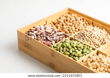 Grains, miscellaneous grains, various beans Royalty-Free Stock Photo #2211655801