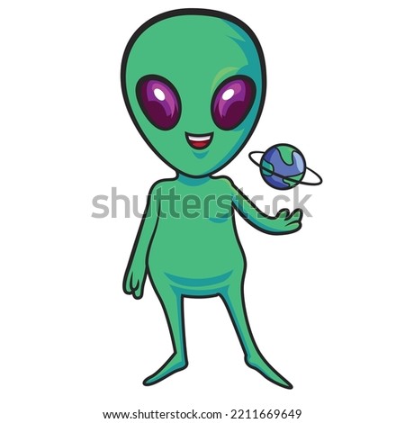 alien cartoon character vector illustration concept design