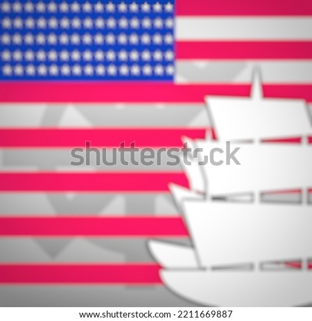 blur,defocused of phinisi on america flag