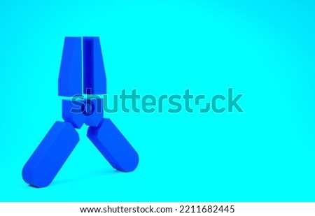Blue Car battery jumper power cable icon isolated on blue background. Minimalism concept. 3d illustration 3D render.