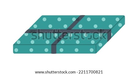 Vector spotted gift box. Green present with black ribbon. Polka dot gift for Christmas, Birthday or other celebration.