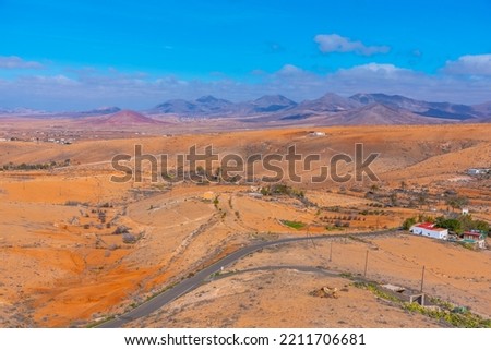 Aerial view of barren landscape at Fuerteventura, Canary islands, Spain.