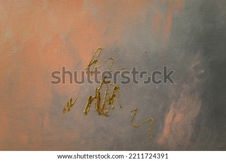 Colors of painting and brushstrokes with gold and beige