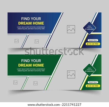 Real estate home sale social media Facebook cover and web banner. Perfect and modern home sale banner template for real estate company.