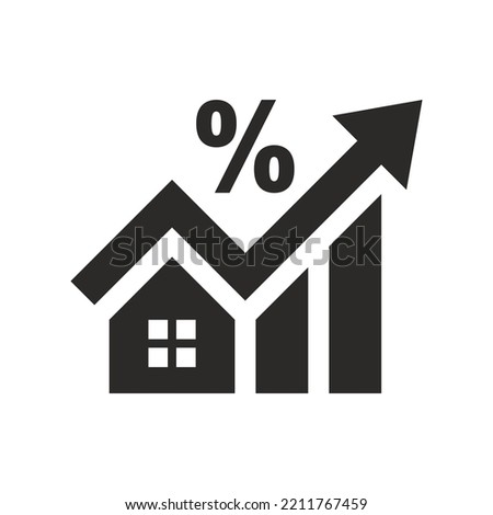 Mortgage rate icon. Cost of living. House. Interest rate. Property value. Vector icon isolated on white background. Royalty-Free Stock Photo #2211767459