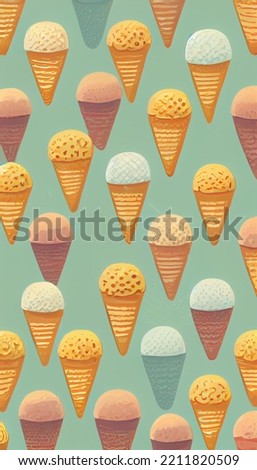 Colorful cream cute Ice cream pattern on pastel pink background boho illustration. delicious sweet treats.
