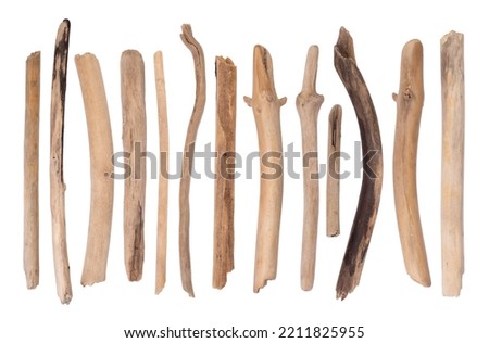 Pieces of drift wood isolated on white background Royalty-Free Stock Photo #2211825955