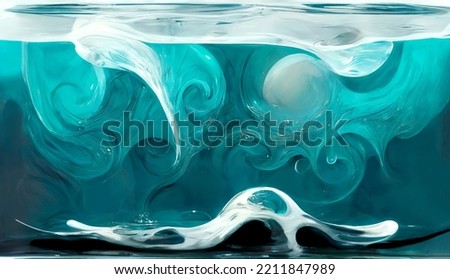 Water wave in the ocean. Wave underwater.