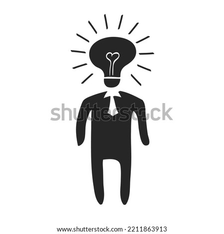 Hand drawn Light bulb head vector illustration