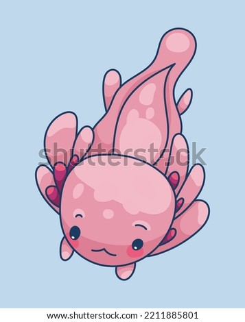 Axolotl in kawaii style, cute cartoon character