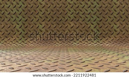 background studio scene of metal floor plate with diamond pattern Ultra high resolution image