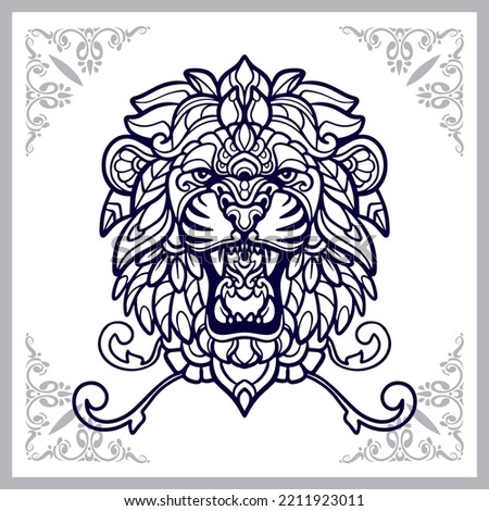 Illustration of Lion head mandala arts isolated on white background