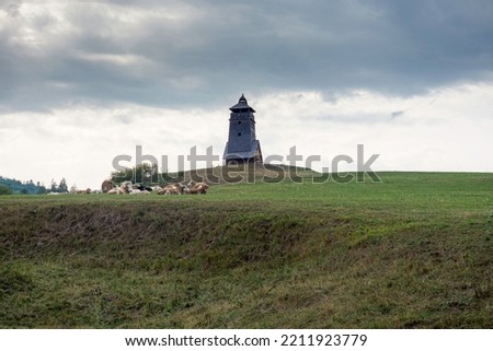 Scenic Tower with cow
s in foreground