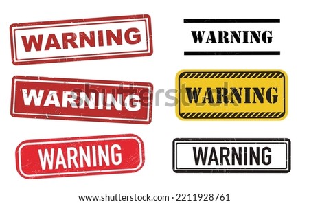 Grunge rubber stamps with text Warning. Vector illustration