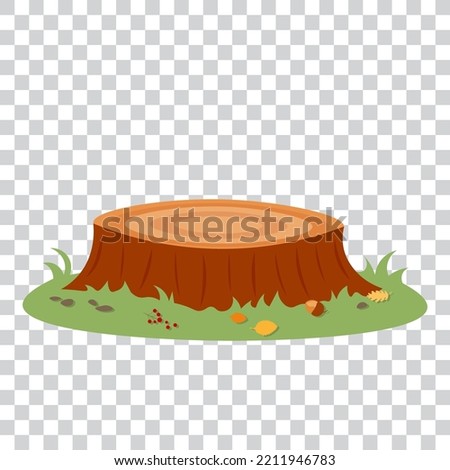 Tree stump with grass around, isolated vector illustration. Royalty-Free Stock Photo #2211946783