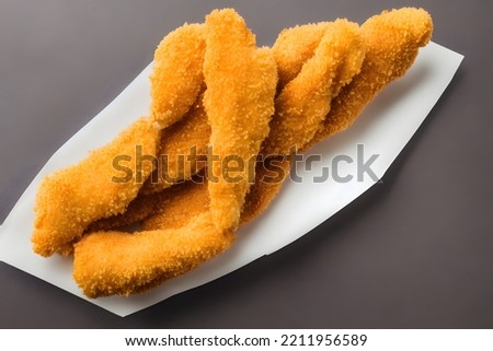 picture of chicken tenders, made of processed meat, a tasty fast food, savory