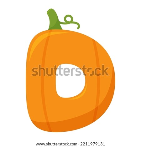 Letter D Pumpkin, vector illustration