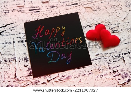 Happy Valentines Day text. Art scratch paper for message. Valentines card