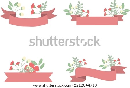 Set of wedding graphics with flowers, ribbons, for vector illustration elements