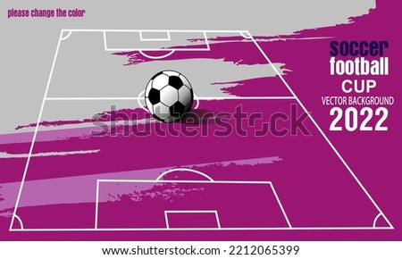 Soccer field illustration vector, with the ball on the field, vector illustration of soccer field or football field.