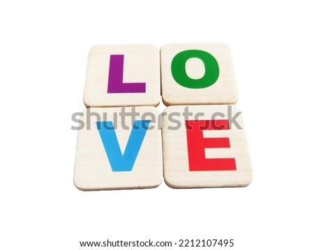 The word love made up of colored letters. Love text. Love concept
