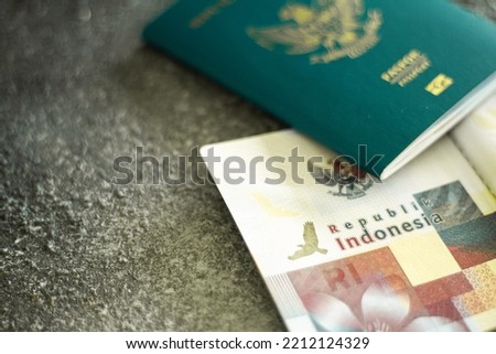 Closeup of Indonesian Passport on dark background