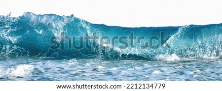 Detail for design, creative work - the power and strength of marine nature in the form of raging waves isolated on a white background.