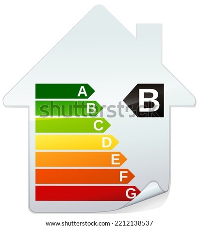 Class B building energy efficiency sticker (metal reflection)