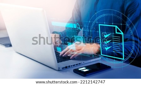 Businessmen verify the accuracy of paperwork, business reviews are essential, search for information and business news. Royalty-Free Stock Photo #2212142747