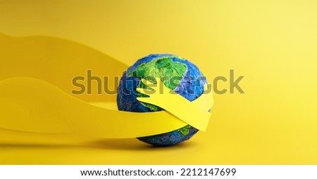 World Earth Day Concept. Green Energy, ESG, Renewable and Sustainable Resources. Environmental Care. Paper Cut as Hands Embracing Green Globe. Hug and Cherish the World Royalty-Free Stock Photo #2212147699