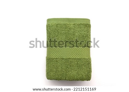 Green Top View Hand | Bath Towel Isolated with White Background Diamond Fancy Absorbent Terry Bath Towel Royalty-Free Stock Photo #2212151169