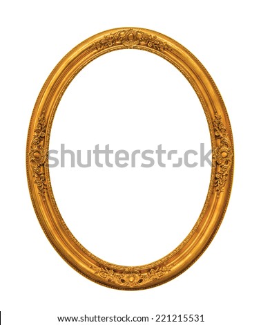 Ornamented gold plated empty picture frame Isolated on white background