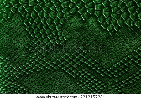 Beautiful green bright snake or crocodile skin, reptile skin texture, multicolored close-up as a background. Royalty-Free Stock Photo #2212157281