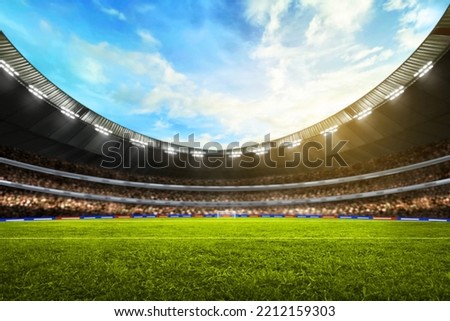 Soccer stadium field, soccer background Royalty-Free Stock Photo #2212159303