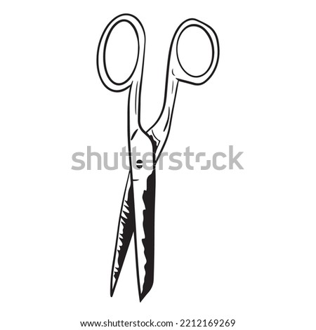 scissors graphic design vector illustration, art tattoo sketch, hand draw, print use