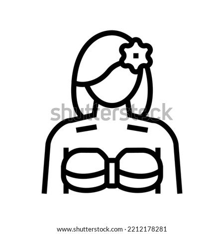 girl hawaiian line icon vector. girl hawaiian sign. isolated contour symbol black illustration