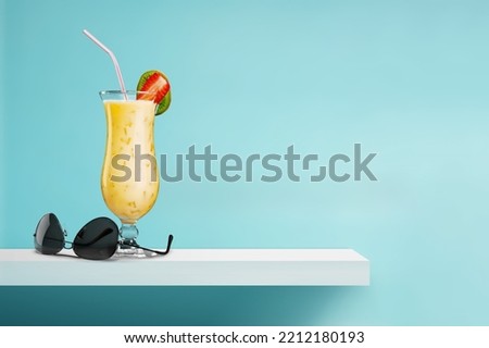 Tasty sweet drink with fruits on the desk