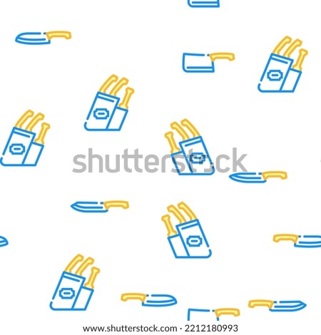 Kitchen Knife For Cutting Food vector seamless pattern thin line illustration